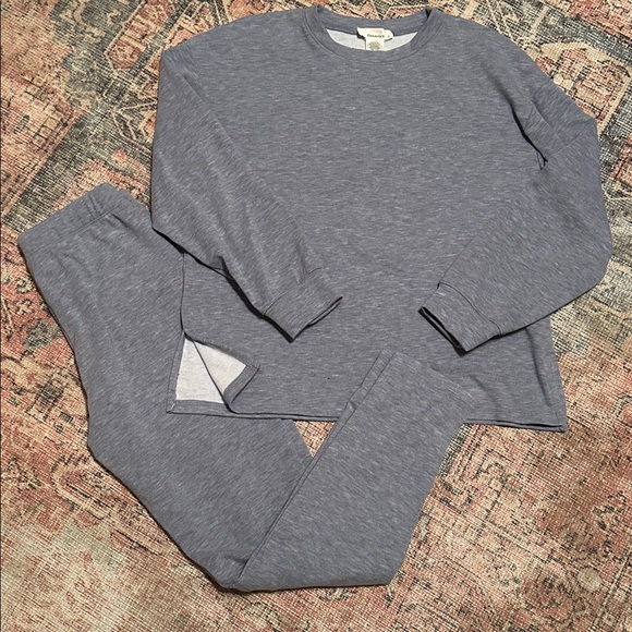 URBAN Romantics Pants - Urban Romantics Women Grey blue Jogger Crew Neck Sweater Set Lounge Wear